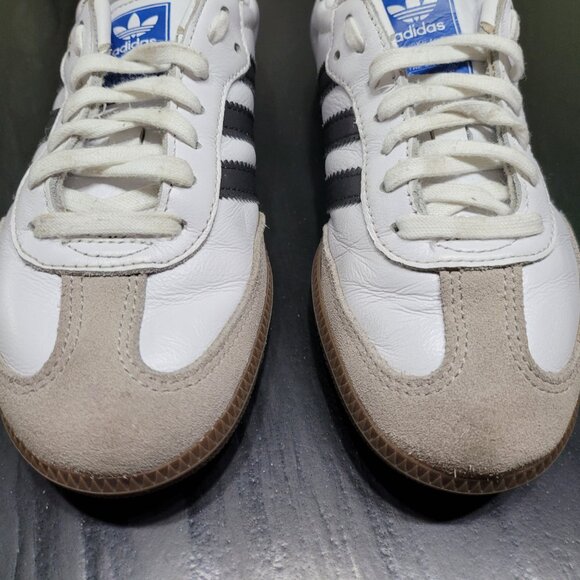 Adidas Samba OG J Youth/Women's Cloud White/ Core Black IE3675 Gum Sole Sneakers - Picture 14 of 16
